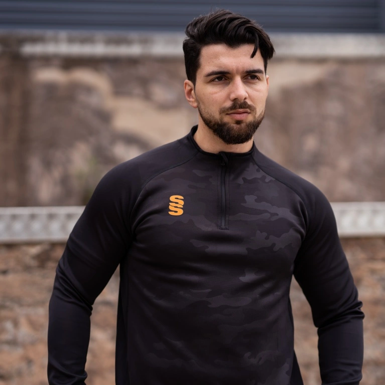 Camo 1/4 Zip Performance Top - Black/Gold - Unisex