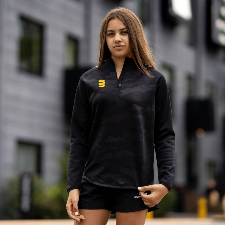 Camo 1/4 Zip Performance Top - Black/Gold - Unisex