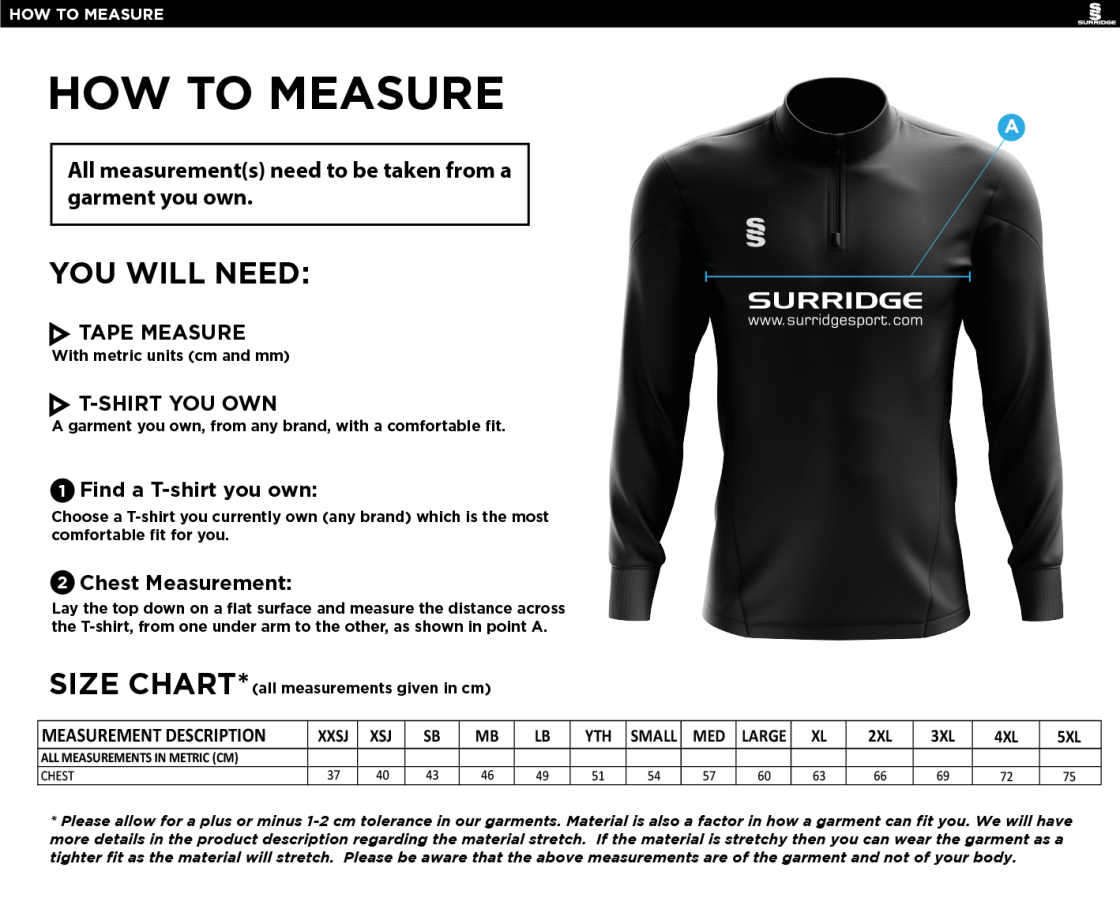 Camo 1/4 Zip Performance Top - Black/Red - Unisex - Size Guide