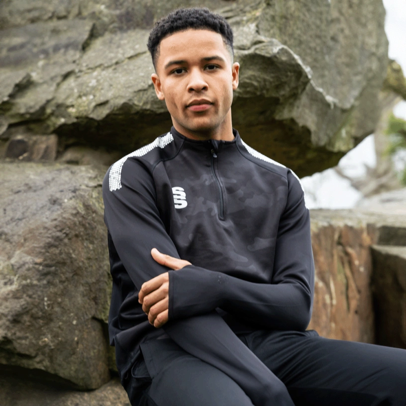 Camo 1/4 Zip Performance Top - Black/Gold - Unisex